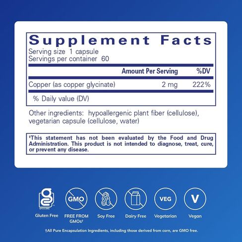 Pure Encapsulations Copper (Glycinate) | Iron Absorption Supplement for Red Blood Cell Formation* | 60 Capsules in Saudi Arabia
