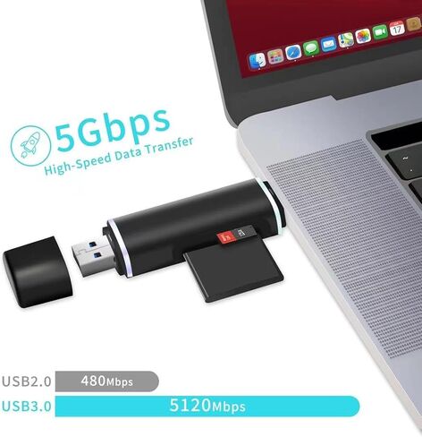 قارئ بطاقات SD، محول قارئ بطاقات الذاكرة Jahovans X Dual Connector USB C USB 3.0 - يدعم SD/Micro SD متوافق مع MacBook Pro وiPad Pro وGalaxy S21 وما إلى ذلك. in Kuwait