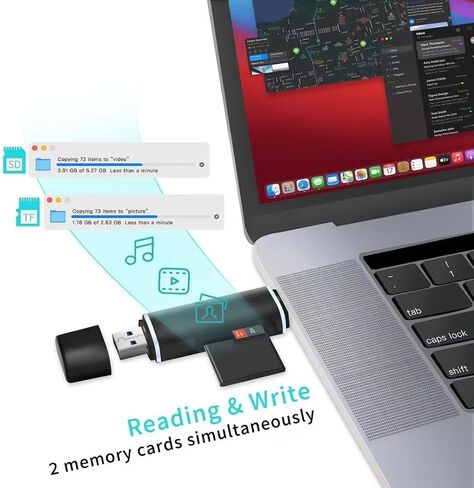 قارئ بطاقات SD، محول قارئ بطاقات الذاكرة Jahovans X Dual Connector USB C USB 3.0 - يدعم SD/Micro SD متوافق مع MacBook Pro وiPad Pro وGalaxy S21 وما إلى ذلك. in Kuwait