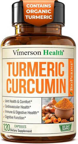 Organic Turmeric Curcumin with Black Pepper - Natural Joint Support Supplement with Bioperine and 95% Curcuminoids. High Absorption Tumeric. Antioxidant Digestive and Immune Support. 60 Vegan Capsules in Kuwait