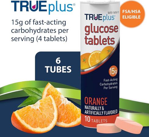 TRUEplus Glucose Tablets, Raspberry Flavor - 6X 10ct Tubes in Kuwait