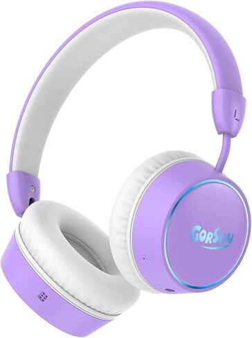 سماعات رأس بلوتوث للأطفال، حجم محدود 85 ديسيبل، وقت تشغيل 68 ساعة، بلوتوث 5.4، أضواء LED ملونة سماعات رأس لاسلكية للأطفال الصغار مع ميكروفون، هدية عيد ميلاد للأعمار من 1 إلى 13 عامًا (أزرق وأصفر) in Kuwait