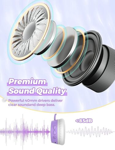 سماعات رأس بلوتوث للأطفال، حجم محدود 85 ديسيبل، وقت تشغيل 68 ساعة، بلوتوث 5.4، أضواء LED ملونة سماعات رأس لاسلكية للأطفال الصغار مع ميكروفون، هدية عيد ميلاد للأعمار من 1 إلى 13 عامًا (أزرق وأصفر) in Kuwait