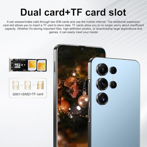 Unlocked Cell Phones S25 Ultra 5G Smartphone Android 14 Unlocked Phones 12GB+512GB Snapdragon 8Gen3 7" HD Screen 48MP+108MP 6800mAh Support Dual SIM Fingerprint Lock GPS Face ID (Gold) in Kuwait