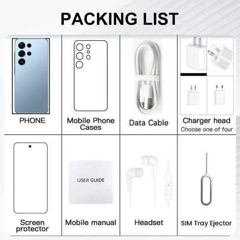 Unlocked Cell Phones S25 Ultra 5G Smartphone Android 14 Unlocked Phones 12GB+512GB Snapdragon 8Gen3 7" HD Screen 48MP+108MP 6800mAh Support Dual SIM Fingerprint Lock GPS Face ID (Gold) in Kuwait