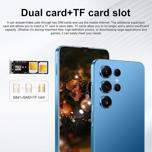هواتف محمولة غير مقفلة S25 Ultra 5G هاتف ذكي Android 14 هواتف غير مقفلة 12 جيجابايت + 512 جيجابايت Snapdragon 8Gen3 شاشة 7 بوصات عالية الدقة 48 ميجابكسل + 108 ميجابكسل 6800 مللي أمبير في الساعة تدعم شريحتي اتصال قفل بصمة الإصبع GPS معرف الوجه (ذهبي) in Saudi Arabia