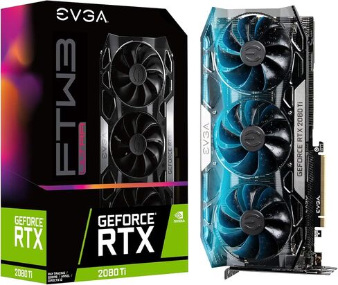 EVGA GeForce RTX 2080 Ti Ftw3 Ultra، Overclocked، 2.75 Slot Extreme Cool Triple + iCX2، 65C Gaming، RGB، لوحة خلفية معدنية، 11 جيجابايت GDDR6، 11G-P4-2487-KR (متجدد) in Kuwait