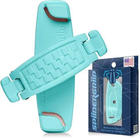 SpiiderGriip 360 Rotating Phone Grip – Flat-Fold Kickstand & Secure Strap – Works with iPhone, Android, Tablets & Cases – Comfortable & Durable (Black) in Kuwait