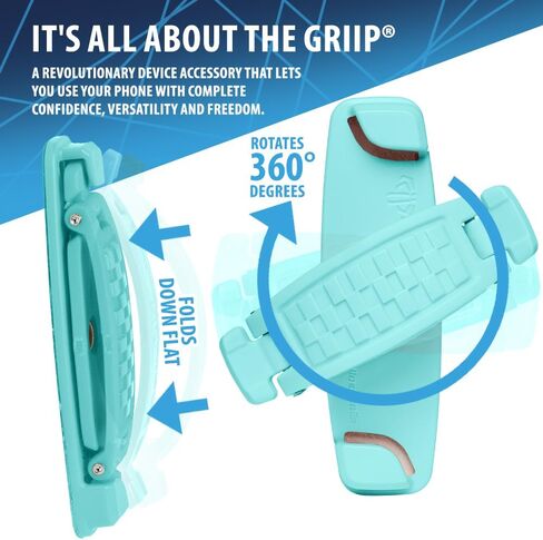 SpiiderGriip 360 Rotating Phone Grip – Flat-Fold Kickstand & Secure Strap – Works with iPhone, Android, Tablets & Cases – Comfortable & Durable (Black) in Kuwait