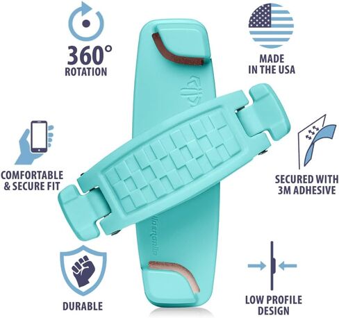 SpiiderGriip 360 Rotating Phone Grip – Flat-Fold Kickstand & Secure Strap – Works with iPhone, Android, Tablets & Cases – Comfortable & Durable (Black) in Kuwait