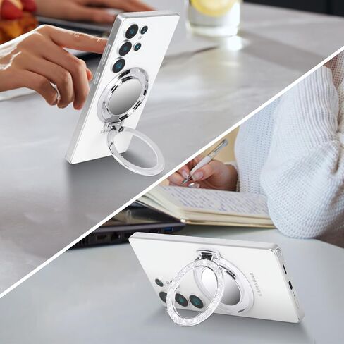 Finger Ring Stand Grip,Luxury Glitter Diamond Universal Metal Ring Kickstand with Mirror for iPhone 17/16/15/14/13 Pro Max, Galaxy S25/S24/S23/S22 Ultra,Ring Grip Holder for All Smartphone(Silver) in Saudi Arabia