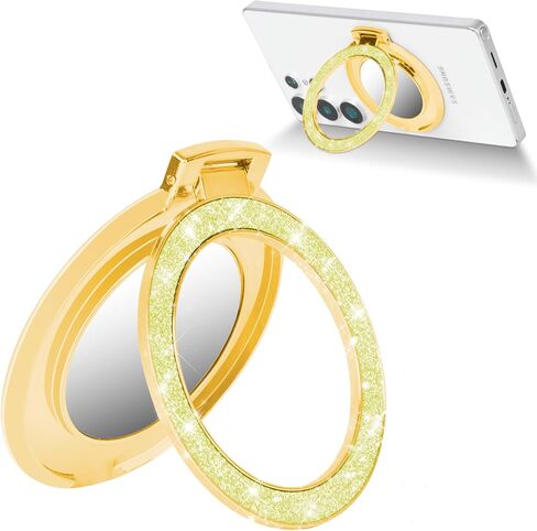 Finger Ring Stand Grip,Luxury Glitter Diamond Universal Metal Ring Kickstand with Mirror for iPhone 17/16/15/14/13 Pro Max, Galaxy S25/S24/S23/S22 Ultra,Ring Grip Holder for All Smartphone(Silver) in Saudi Arabia