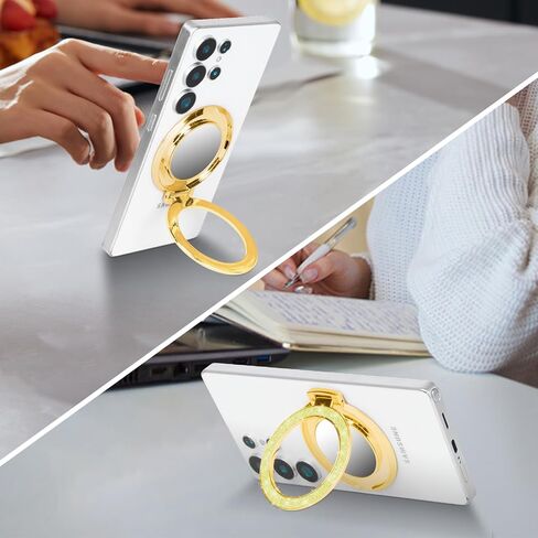 Finger Ring Stand Grip,Luxury Glitter Diamond Universal Metal Ring Kickstand with Mirror for iPhone 17/16/15/14/13 Pro Max, Galaxy S25/S24/S23/S22 Ultra,Ring Grip Holder for All Smartphone(Silver) in Saudi Arabia