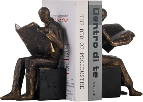 نهايات الكتب المزخرفة من Lukitas Thinker، حامل سدادة الكتب غير قابل للانزلاق، نهايات الكتب لديكور المنزل وغرفة المعيشة والمكتب، راتنج، زوج واحد/قطعتان in Kuwait