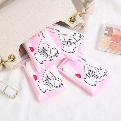 أغطية مقاعد المراحيض للاستعمال مرة واحدة – عبوة من 10 قطع | مقاس XL | أغطية مراحيض السفر المحمولة والمستخدمة مرة واحدة للبالغين والأطفال | ملفوفة بشكل فردي | يناسب المراحيض العامة | صديقة للبيئة in Kuwait