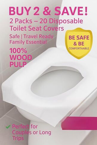 أغطية مقاعد المراحيض للاستعمال مرة واحدة – عبوة من 10 قطع | مقاس XL | أغطية مراحيض السفر المحمولة والمستخدمة مرة واحدة للبالغين والأطفال | ملفوفة بشكل فردي | يناسب المراحيض العامة | صديقة للبيئة in Kuwait