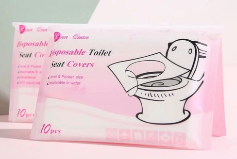 أغطية مقاعد المراحيض للاستعمال مرة واحدة – عبوة من 10 قطع | مقاس XL | أغطية مراحيض السفر المحمولة والمستخدمة مرة واحدة للبالغين والأطفال | ملفوفة بشكل فردي | يناسب المراحيض العامة | صديقة للبيئة in Kuwait