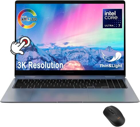 SAMSUNG Galaxy Book4 Pro 360 Copilot AI PC, 16" 2-in-1 3K AMOLED (2880 x 1800) Touchscreen Laptop, Intel Core Ultra 7 155H, Long Battery Life, Thin & Light, Thunderbolt 4, w/Mouse in Saudi Arabia