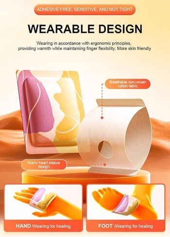 Hand Warmer Pair, 4-Hour Heat, 1 Pair Pack (Two Pieces), Unique Wrap-Around Design for Hands Foots and Joints, Good for Camping, Cold Weather, Natural Odorless Gloves, Gift for Women and Men in Saudi Arabia