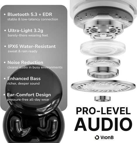 Vision Beam Drift Earbuds Wireless Bluetooth Noise Cancelling Earbuds for Small Ears - Ultra Comfortable Wireless Ear Buds with Mic, Noise Isolation, No Ear Pressure - IP6 Waterproof Ear Buds in Saudi Arabia