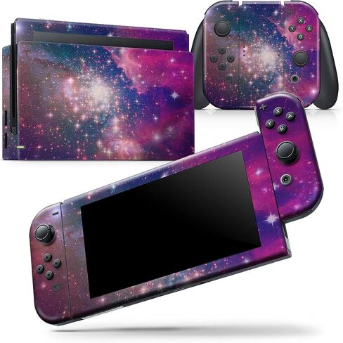 Design Skinz - Compatible with Nintendo Switch OLED Dock Only - Skin Decal Protective Scratch-Resistant Removable Vinyl Wrap Cover - Vibrant Sparkly Pink Space in Saudi Arabia