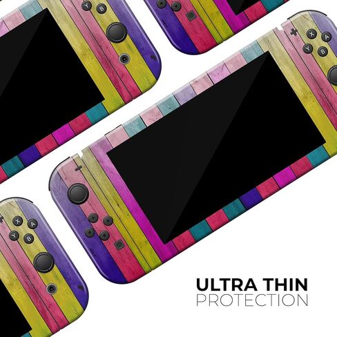 Design Skinz - متوافق مع Nintendo Switch OLED Dock فقط - غطاء حماية من الفينيل مقاوم للخدش وقابل للإزالة - شرائط خشبية ملونة نيون نابضة بالحياة in Saudi Arabia
