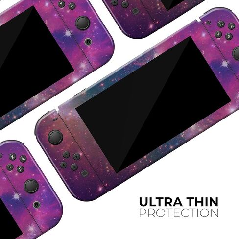 Design Skinz - متوافق مع حزمة وحدة تحكم Nintendo Switch OLED - غطاء حماية من الفينيل قابل للإزالة ومقاوم للخدش - مساحة وردية لامعة نابضة بالحياة in Saudi Arabia