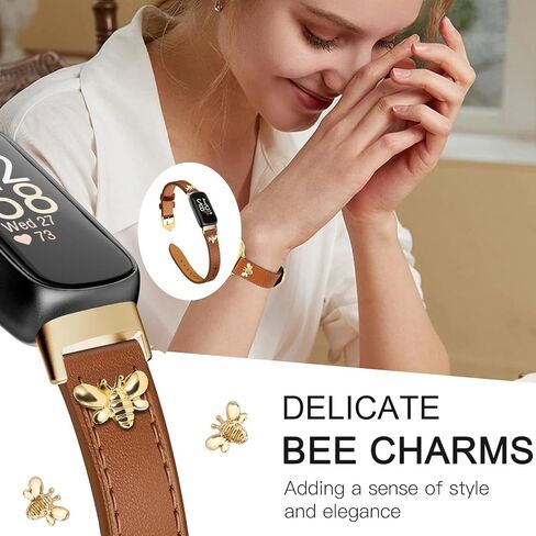 Slim Leather Bands Compatible with fitbit inspire 3 bands, Charms, Feminine Design for fitbit inspire 3 in Saudi Arabia