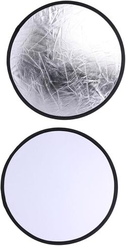 2PCS Round Photography Reflector Silver White Diffuser Light Panel Portable Photo Accessory for Macro and Still-Life Shooting in Kuwait