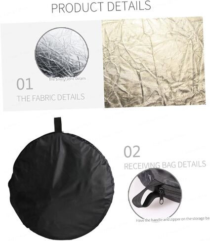 2PCS Round Photography Reflector Silver White Diffuser Light Panel Portable Photo Accessory for Macro and Still-Life Shooting in Kuwait