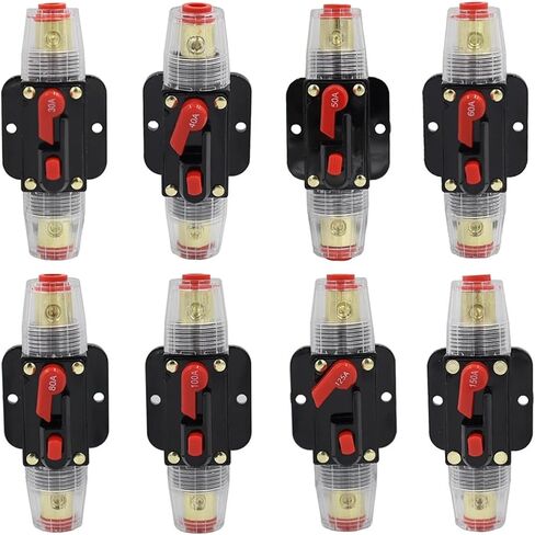 20/30/40/50/60/80/100/125/150A 12V Car Audio Modification Stereo Amplifier Circuit Breaker Automatic Reset Fuse Holder Switch(50A) in Saudi Arabia