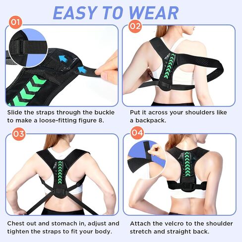 Posture Corrector for Women and Men, Adjustable Back Brace Posture Corrector for Upper & Mid Spine Support, Breathable Back Brace for Improving Neck, Shoulder and Back Posture Pain Relief in Saudi Arabia