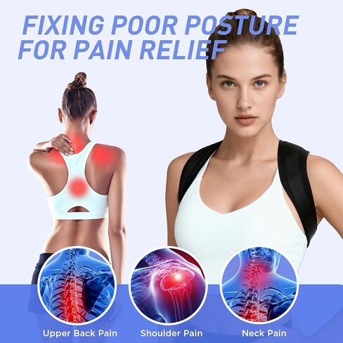 Posture Corrector for Women and Men, Adjustable Back Brace Posture Corrector for Upper & Mid Spine Support, Breathable Back Brace for Improving Neck, Shoulder and Back Posture Pain Relief in Saudi Arabia