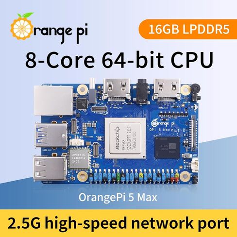 Orange Pi 5 Max 16GB RAM LPDDR5 Rockchip RK3588 Development Board, 8K Video Decoding 2.4GHz Frequency M.2 PCIE 2.5G LAN Orange Pi 5 MAX Single Board Computer in Saudi Arabia