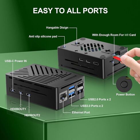 Raspberry Pi 5 16GB Starter Kit لوحة Raspberry Pi 5 16GB / بطاقة ذاكرة 64GB / GaN 27W 5.1V5A USB-C مزود الطاقة / حافظة واقية ABS / مبرد نشط / كابل MicroHDOUT / برنامج التشغيل / قارئ البطاقات / دليل in Saudi Arabia