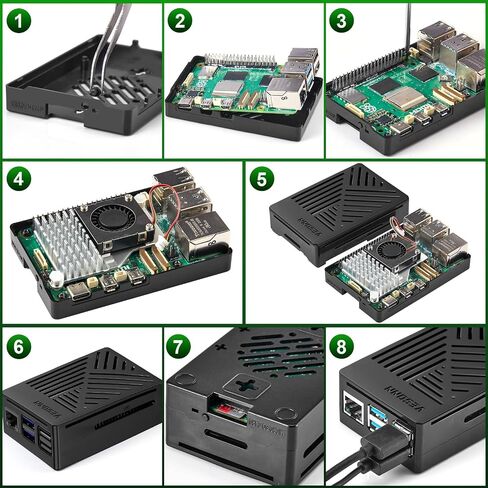 Raspberry Pi 5 16GB Starter Kit لوحة Raspberry Pi 5 16GB / بطاقة ذاكرة 64GB / GaN 27W 5.1V5A USB-C مزود الطاقة / حافظة واقية ABS / مبرد نشط / كابل MicroHDOUT / برنامج التشغيل / قارئ البطاقات / دليل in Saudi Arabia