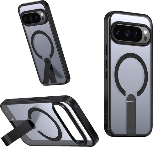 حافظة مغناطيسية رفيعة تناسب هاتف Google Pixel 10 & Pixel 10 Pro ومسند [متوافق مع Magsafe] حافظة هاتف شفافة مقاومة للصدمات ومضادة لبصمات الأصابع، أسود in Saudi Arabia
