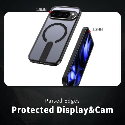 حافظة مغناطيسية رفيعة تناسب هاتف Google Pixel 10 & Pixel 10 Pro ومسند [متوافق مع Magsafe] حافظة هاتف شفافة مقاومة للصدمات ومضادة لبصمات الأصابع، أسود in Saudi Arabia