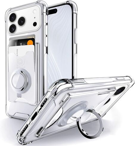حافظة Shields Up مصممة لهاتف iPhone 17 Pro Max، حافظة محفظة بسيطة مع حامل بطاقة (3 بطاقات) وحامل حلقي/مسند، [حماية من السقوط] غطاء حماية نحيف لهاتف iPhone 17 Pro Max (6.9 بوصة) شفاف in Kuwait