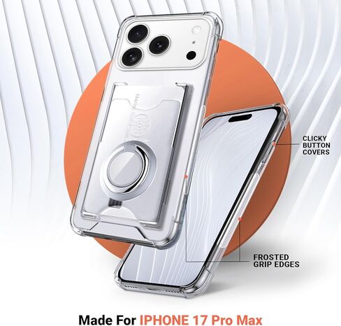 حافظة Shields Up مصممة لهاتف iPhone 17 Pro Max، حافظة محفظة بسيطة مع حامل بطاقة (3 بطاقات) وحامل حلقي/مسند، [حماية من السقوط] غطاء حماية نحيف لهاتف iPhone 17 Pro Max (6.9 بوصة) شفاف in Kuwait