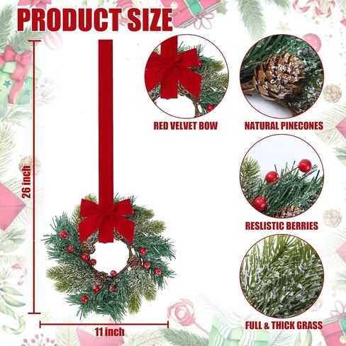 Sggvecsy Fall Wreath 22’’ Harvest Wreath Autumn Front Door Wreath with Daisies Leaves Red Berries for Front Door Outside Indoor Wall Window Thanksgiving & Fall & Autumn Decor in Kuwait
