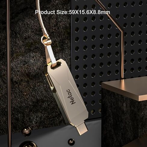 محرك أقراص فلاش USB سعة 64 جيجابايت من Netac 2 في 1 USB 3.1/Type-C، محرك إبهام قابل للدوران للهواتف الذكية، Mac، Windows، PC، iPad - عصا ذاكرة فلاش معدنية محمولة عالية السرعة (تصميم 360 درجة، التوصيل والتشغيل)، U782C in Saudi Arabia