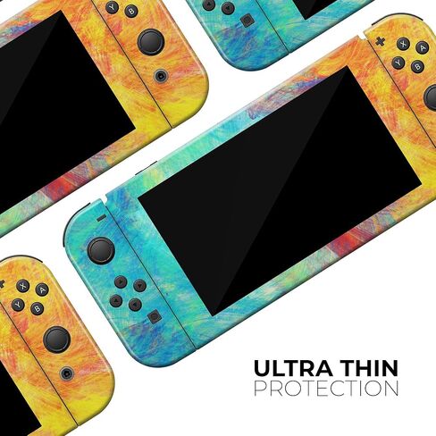 Design Skinz - Compatible with Nintendo Switch OLED Console Bundle - Skin Decal Protective Scratch-Resistant Removable Vinyl Wrap Cover - Vibrant Colored Messy Painted Canvas in Saudi Arabia