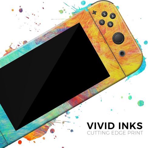 Design Skinz - Compatible with Nintendo Switch OLED Console Bundle - Skin Decal Protective Scratch-Resistant Removable Vinyl Wrap Cover - Vibrant Colored Messy Painted Canvas in Saudi Arabia