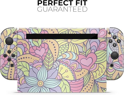 Design Skinz - Compatible with Nintendo Switch OLED Dock Only - Skin Decal Protective Scratch-Resistant Removable Vinyl Wrap Cover - Vibrant Color Floral Pattern in Saudi Arabia