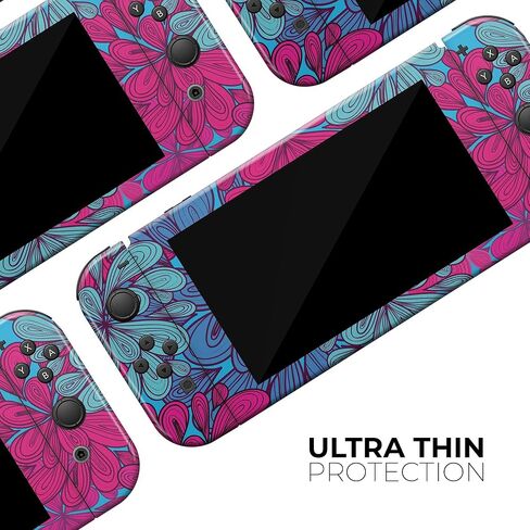 Design Skinz - Compatible with Nintendo Switch OLED Dock Only - Skin Decal Protective Scratch-Resistant Removable Vinyl Wrap Cover - Vibrant Colorful Floral Sprouts in Saudi Arabia