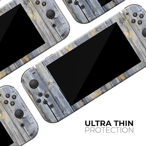 Design Skinz - Compatible with Nintendo Switch OLED Console Bundle - Skin Decal Protective Scratch-Resistant Removable Vinyl Wrap Cover - Vintage Wooden Planks with Yellow Paint in Saudi Arabia
