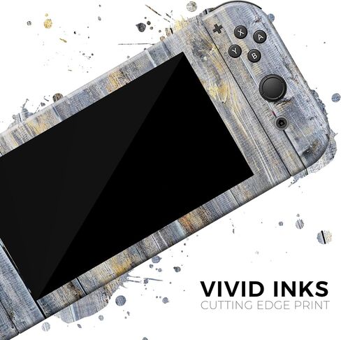 Design Skinz - Compatible with Nintendo Switch OLED Console Bundle - Skin Decal Protective Scratch-Resistant Removable Vinyl Wrap Cover - Vintage Wooden Planks with Yellow Paint in Saudi Arabia