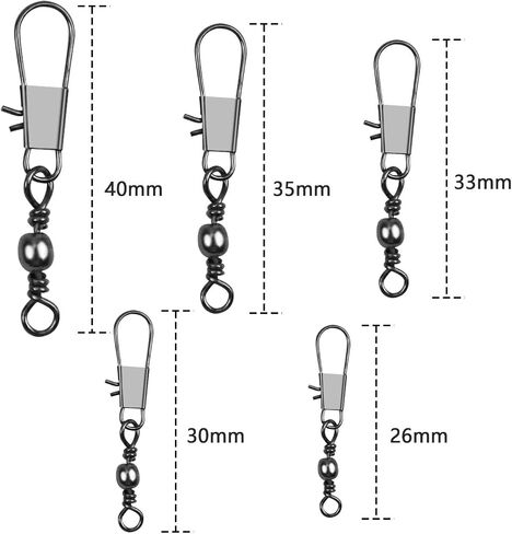100Pcs Fishing Swivel Snaps Kit, Ball Bearing Connectors (Size 7#-14#) for Saltwater in Saudi Arabia
