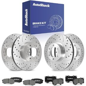 AutoShack Brake Kit Replacement for 2003-2009 Toyota 4Runner 2007-2009 FJ Cruiser 4.0L 4.7L V6 4WD RWD Front Rear Drilled & Slotted E-Coated Disc Brake Rotors Ceramic Brakes Pads SCD606PR41296 in Kuwait